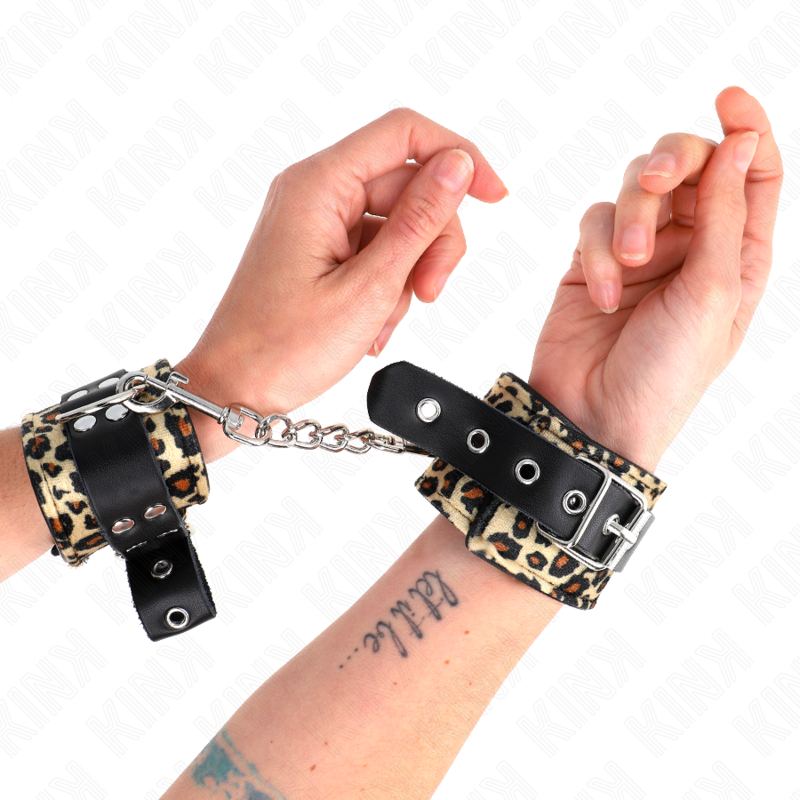 KINK - LEOPARD REAL LEATHER WRIST RESTRAINT ADJUSTABLE 18-29 CM X 5.5 CM - Imagem de 4