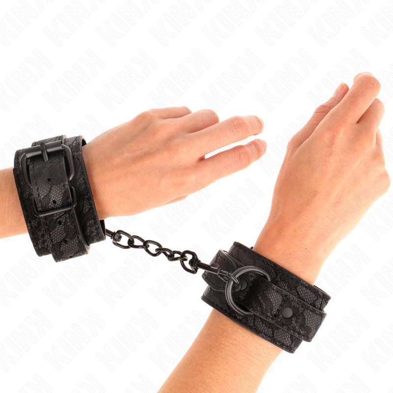KINK - DARK LACE COVERED WRIST CUFFS ADJUSTABLE BLACK 19-26 CM - Imagem de 4