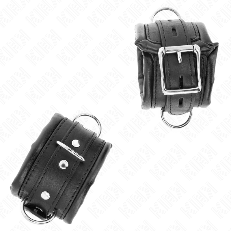 KINK - HEAVY WRIST RESTRAINTS WITH BLACK FUR LINED ADJUSTABLE 20-30 CM X 6 CM - Imagem de 2