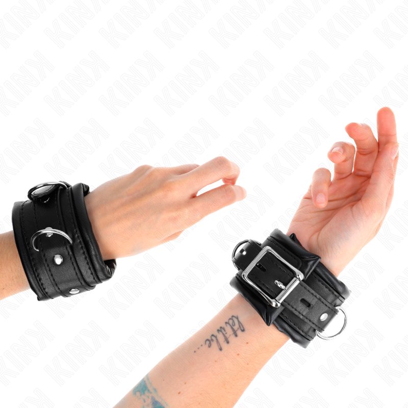 KINK - HEAVY WRIST RESTRAINTS WITH BLACK FUR LINED ADJUSTABLE 20-30 CM X 6 CM - Imagem de 4