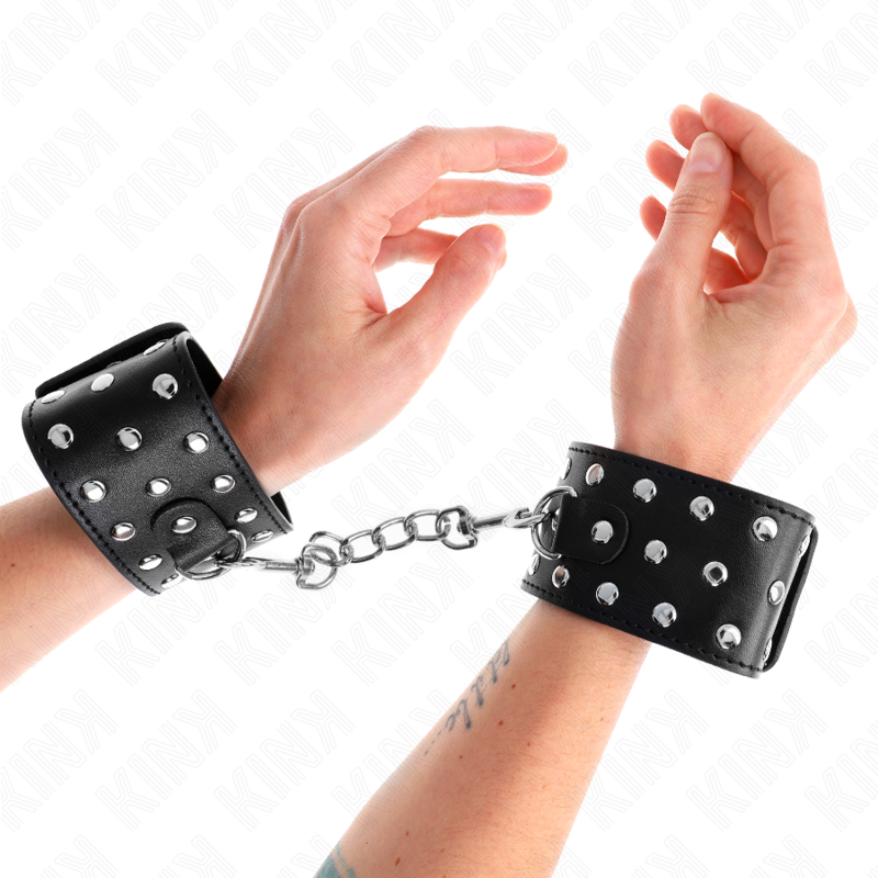 KINK - PUNK WRIST RESTRAINTS ADJUSTABLE 19-24 CM X 5.5 CM - Imagem de 4