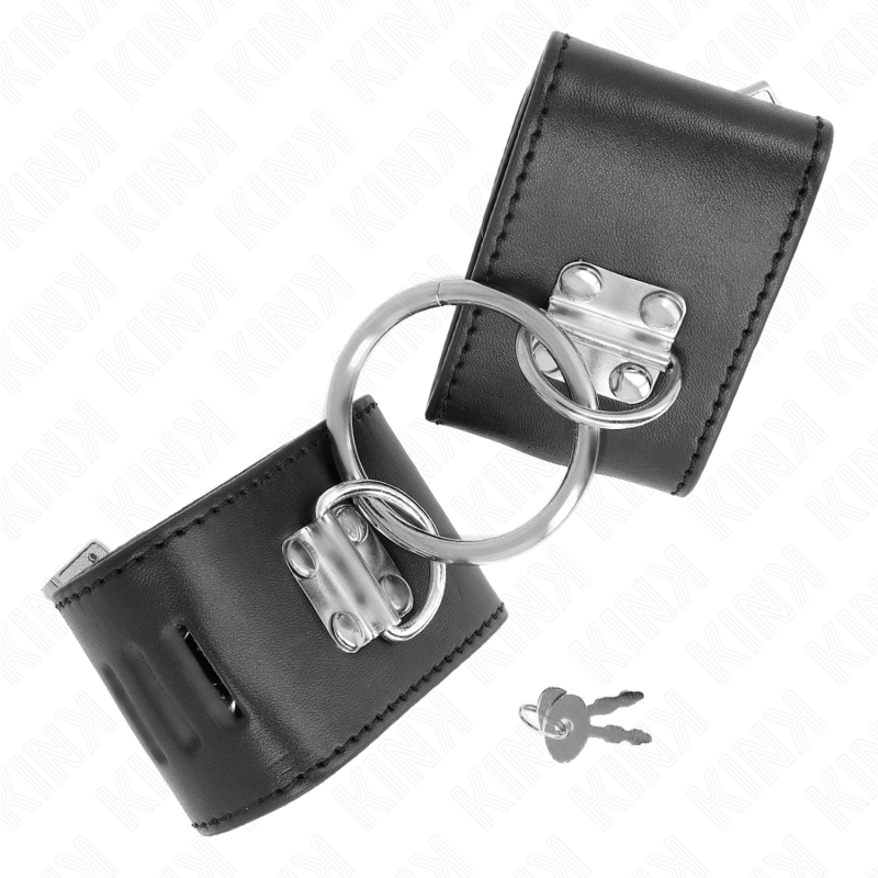 KINK - FIXED WRIST RESTRAINTS WITH RING AND PADLOCK CLOSURE BLACK ADJUSTABLE 16-23 CM X 5.5 CM - Imagem de 2