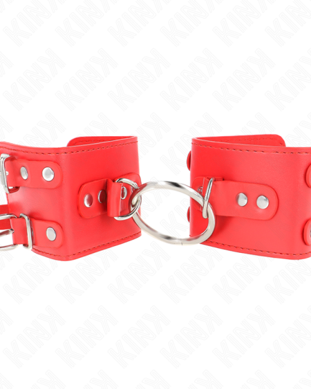 KINK - FIXED WRIST RESTRAINTS WITH RING AND STUDS ADJUSTABLE RED 17-22 CM X 6.5 CM
