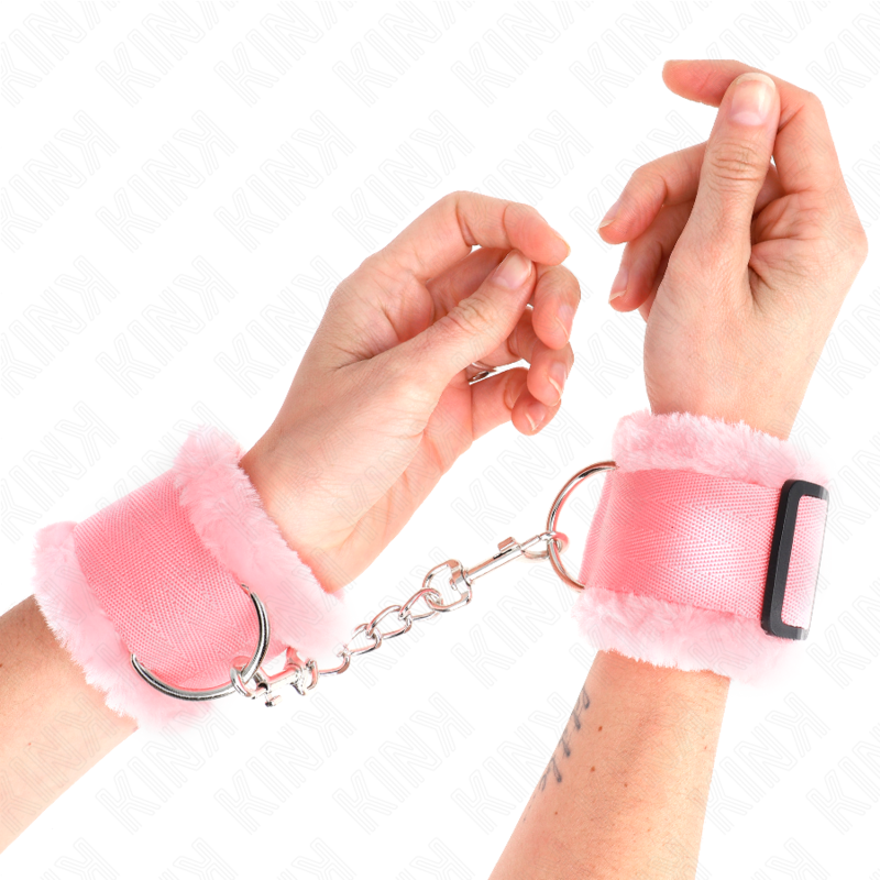 KINK - FURRY LINED WRIST RESTRAINTS PINK ADJUSTABLE 17-31 CM X 7 CM - Imagem de 4