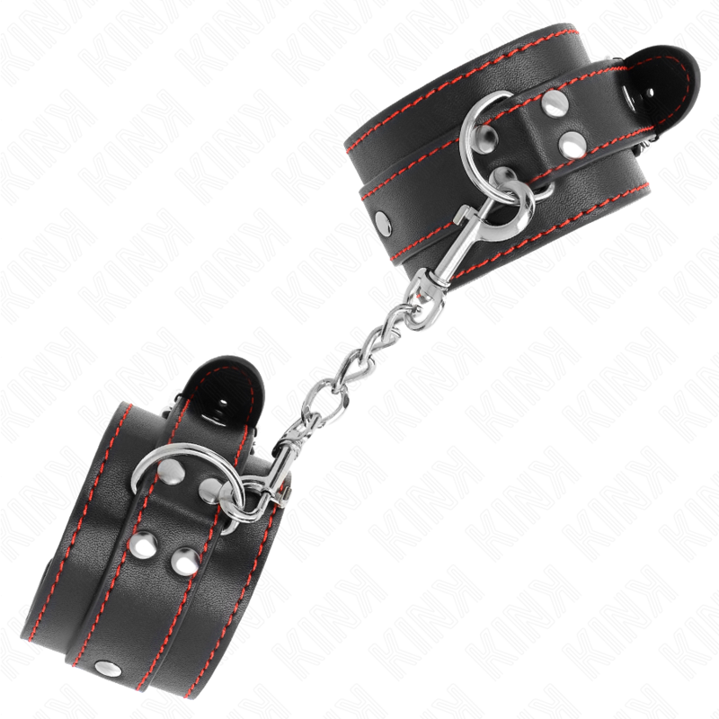 KINK - WRIST RESTRAINTS BLACK WITH RED LINING ADJUSTABLE 20-28 CM X 5.5 CM - Imagem de 2