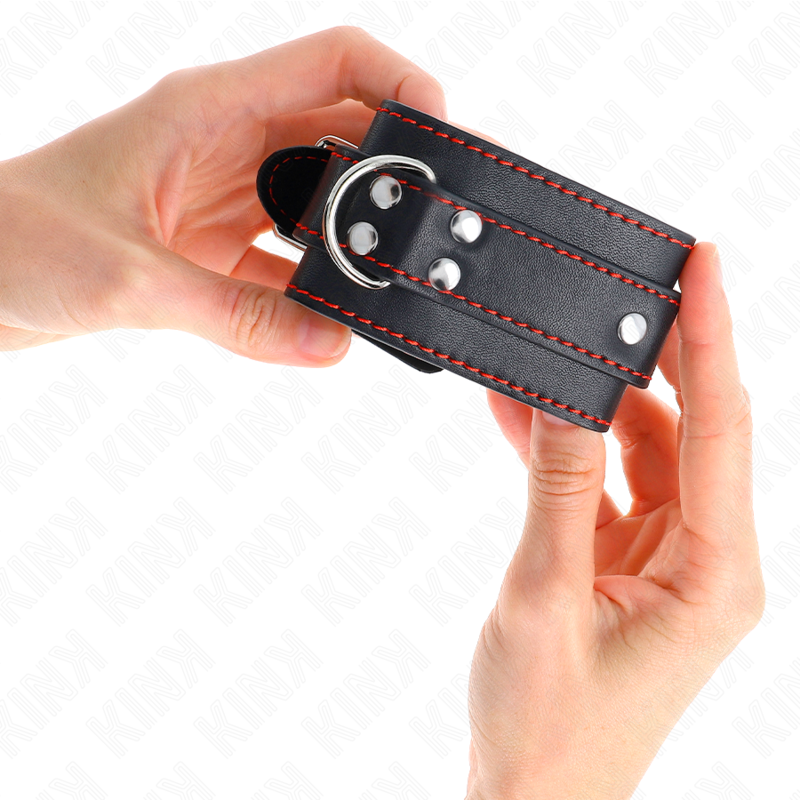 KINK - WRIST RESTRAINTS BLACK WITH RED LINING ADJUSTABLE 20-28 CM X 5.5 CM - Imagem de 4