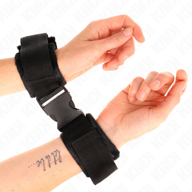 KINK - NYLON BIND HOOKLOOP WRIST RESTRAINTS RED-BLACK MODEL 1 AJDUSTABLE 25-35 CM X 6 CM - Imagem de 4