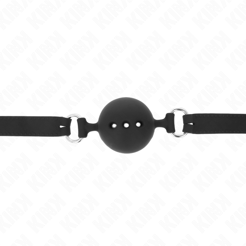 KINK - FULL SILICONE GAG 55 x 2 CM WITH 4.5 CM BALL SIZE M BLACK ADJUSTABLE 35-51 CM - Imagem de 4