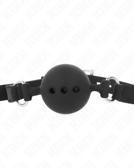 KINK - FULL SILICONE GAG 55 x 2 CM WITH 4.5 CM BALL SIZE M BLACK ADJUSTABLE 35-51 CM