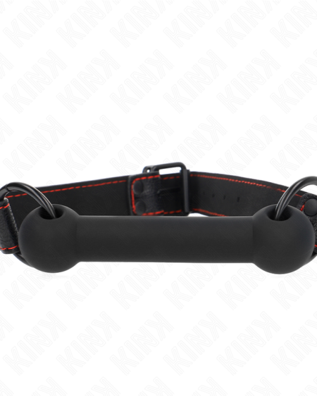 KINK - BONE GAG WITH LEATHERETTE STRAP BLACK ADJUSTABLE 41-57 CM