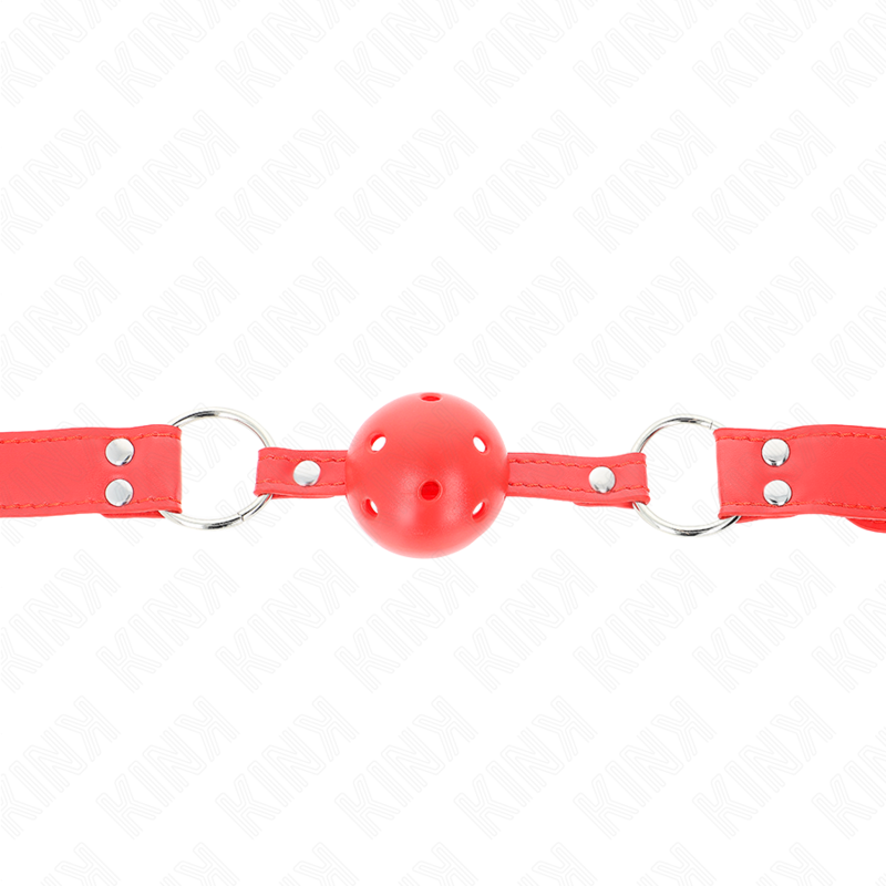 KINK - COMPLETE RED HOLLOW HARD BALL GAG 62 x 2 CM - Imagem de 3