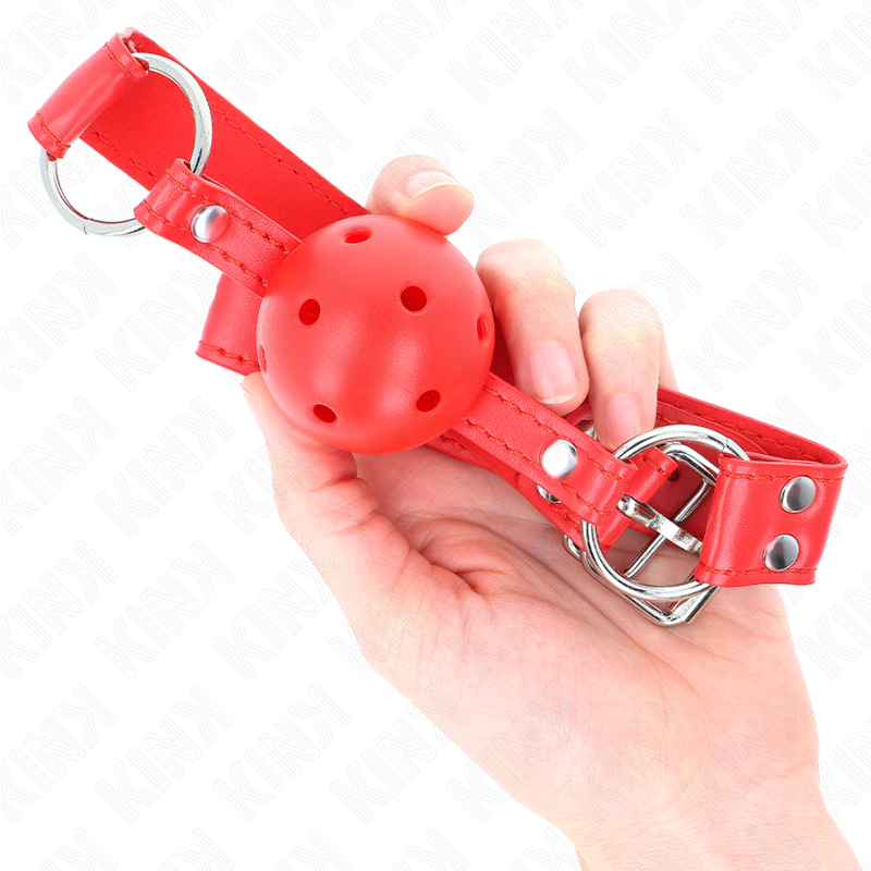 KINK - COMPLETE RED HOLLOW HARD BALL GAG 62 x 2 CM - Imagem de 4