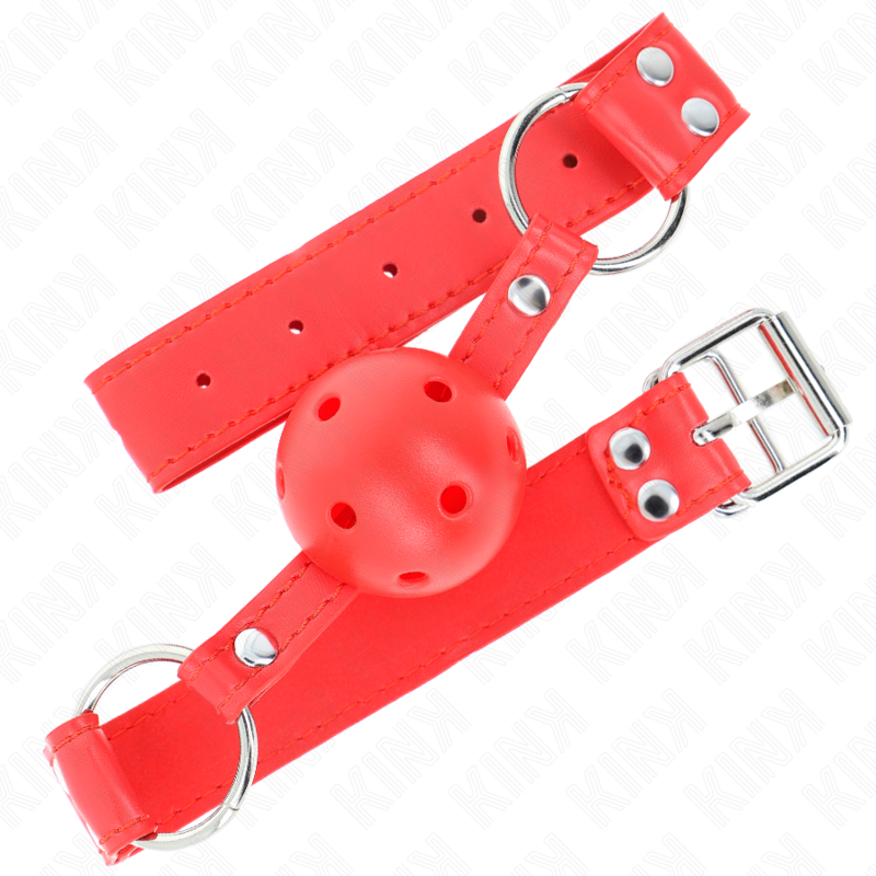 KINK - COMPLETE RED HOLLOW HARD BALL GAG 62 x 2 CM - Imagem de 2