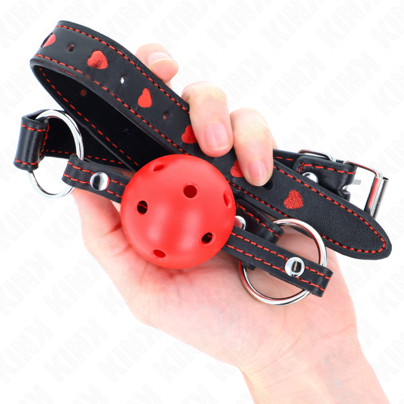 KINK - HOLLOW HARD RED BALL GAG MODEL 2 65 x 2.5 CM - Imagem de 4
