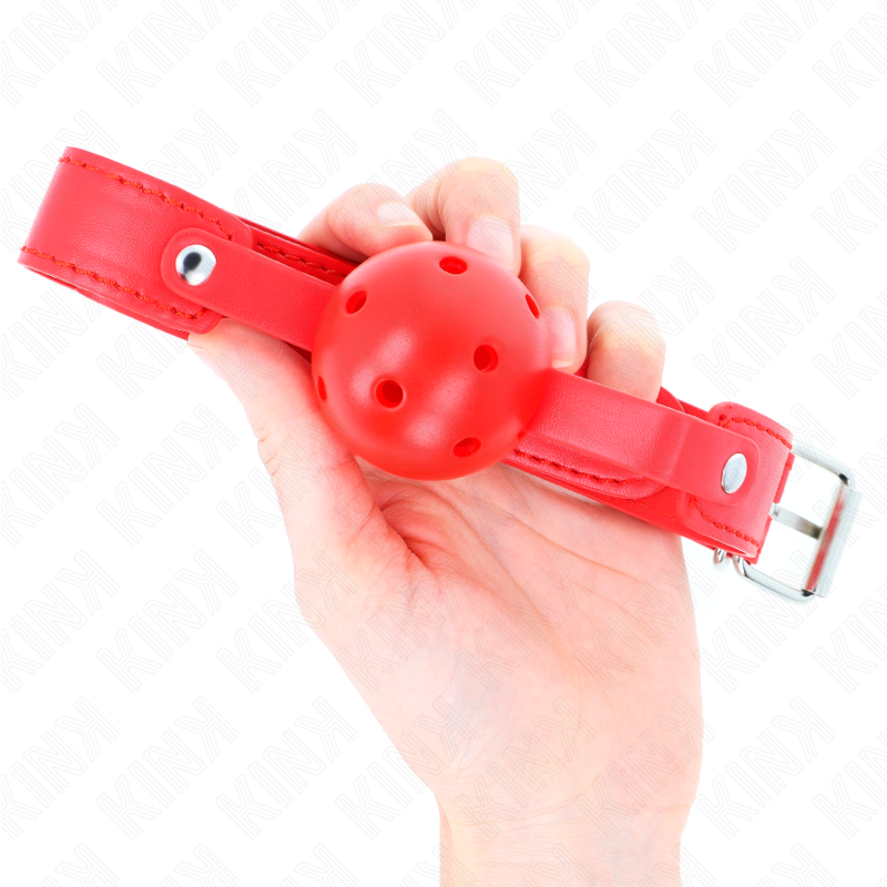 KINK - RED BREATHABLE BALL 4.5 CM GAG 65 x 2.5 CM - Imagem de 3