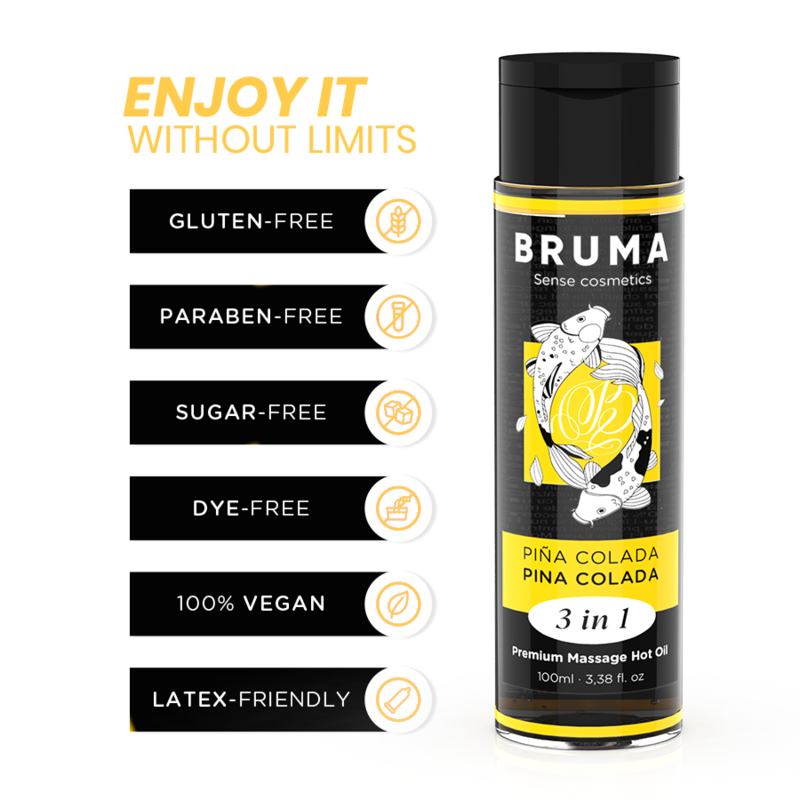 BRUMA - PREMIUM MASSAGE HOT OIL PINA COLADA 3 IN 1 - 100 ML - Imagem de 3