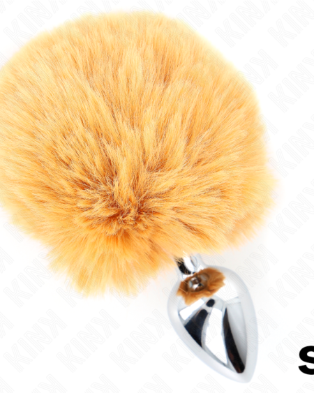 KINK - STAINLESS STEEL PLUG 7 x 3 CM WITH BEIGE FAUX FUR RABBIT TAIL 8 CM