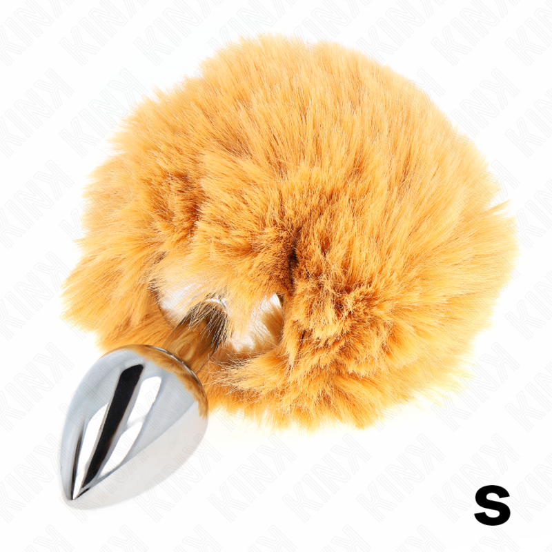 KINK - STAINLESS STEEL PLUG 7 x 3 CM WITH BEIGE FAUX FUR RABBIT TAIL 8 CM - Imagem de 3