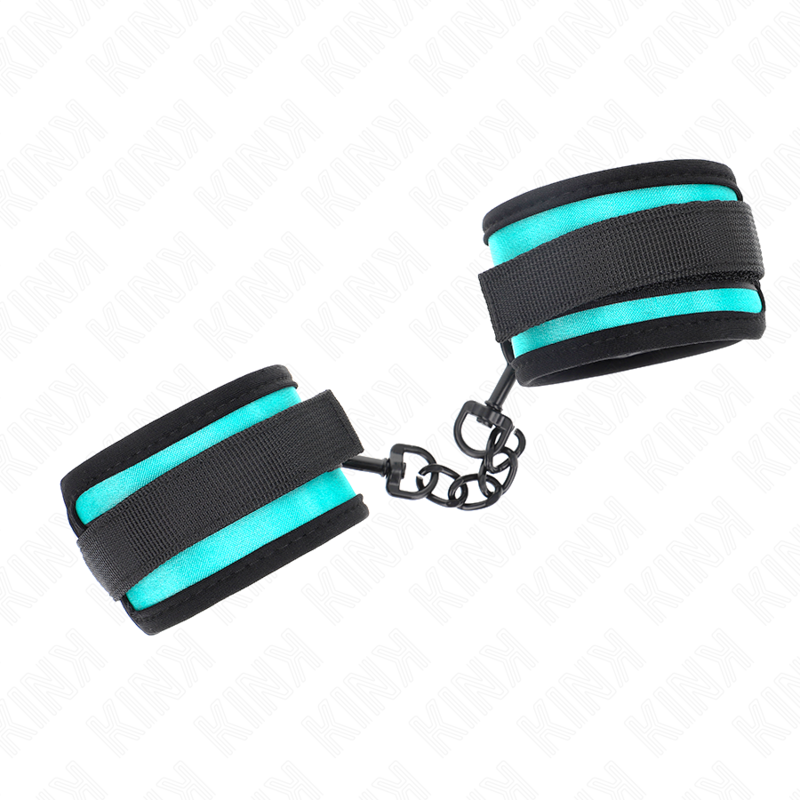 KINK - HOOK AND LOOP NYLON BIND WRIST RESTRAINTS BLACK-BLUE ADJUSTABLE 18-32 CM X 5 CM - Imagem de 2