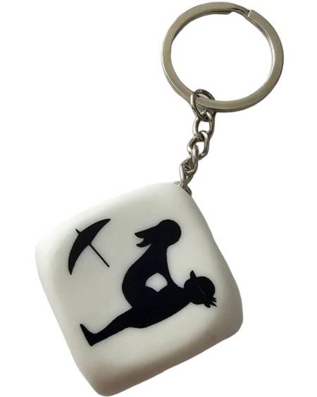 DIABLO PICANTE - WHITE DICE KEYCHAIN WITH POSES