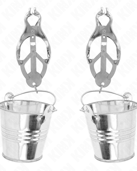 KINK - JAPANESE CLOVER NIPPLE CLAMPS WITH BUCKETS SILVER