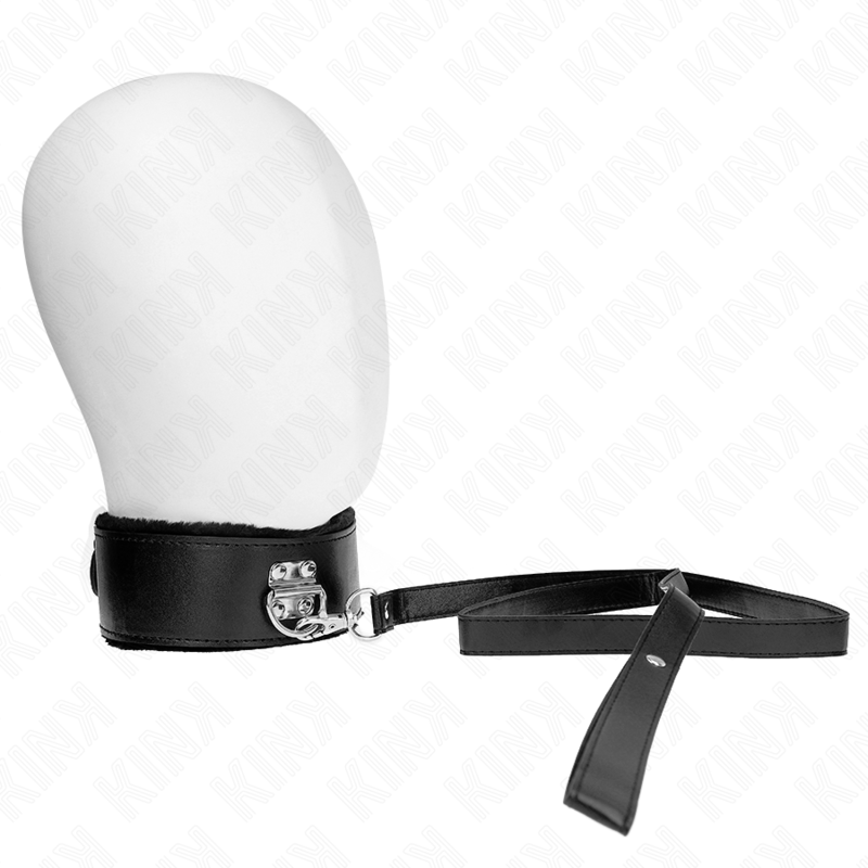 KINK - NECKLACE WITH LEASH 116 CM WITH SILVER STUDS MODEL 4 BLACK ADJUSTABLE 40-48 CM X 6 CM - Imagem de 2