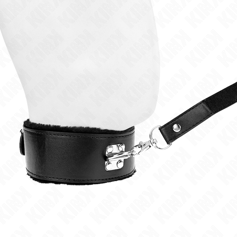 KINK - NECKLACE WITH LEASH 116 CM WITH SILVER STUDS MODEL 4 BLACK ADJUSTABLE 40-48 CM X 6 CM - Imagem de 3