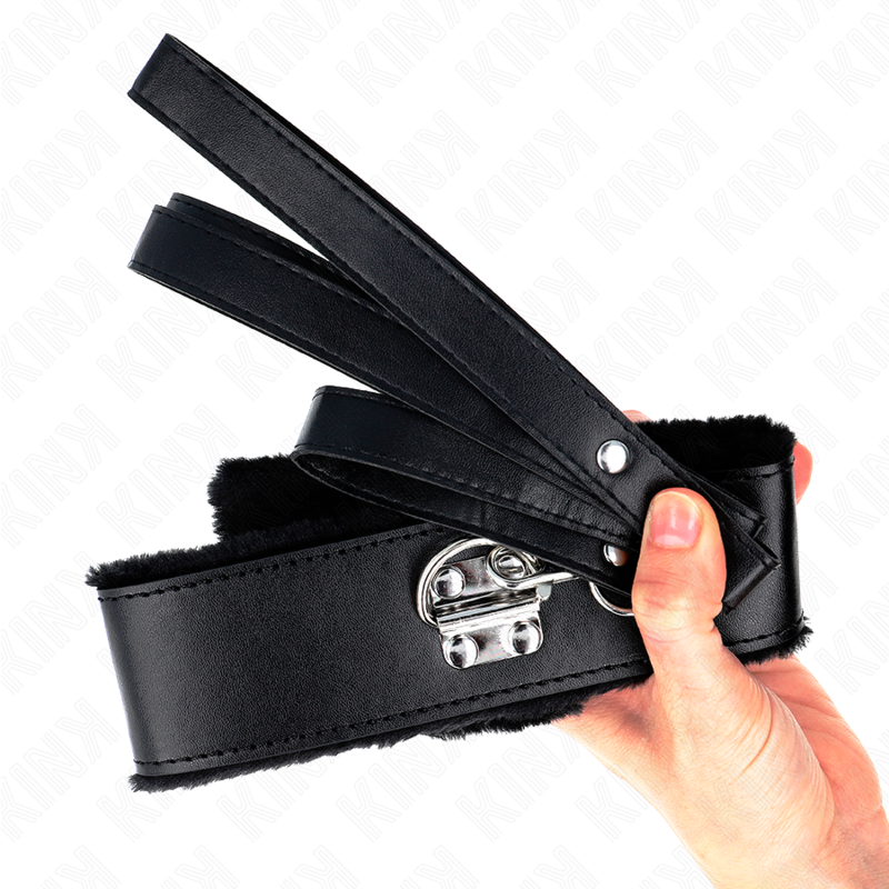KINK - NECKLACE WITH LEASH 116 CM WITH SILVER STUDS MODEL 4 BLACK ADJUSTABLE 40-48 CM X 6 CM - Imagem de 5