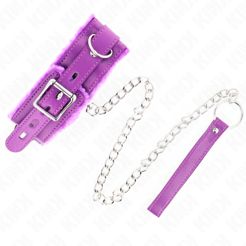 KINK - COLLAR WITH LEASH 65 CM WITH RESTRICTIONS PURPLE 36-42 CM X 5.5 CM - Imagem de 4