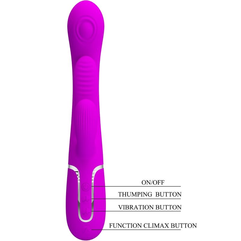 PRETTY LOVE - SHANIA TRIPLE RABBIT VIBRATOR MULTIFUNCTION PINK - Imagem de 5