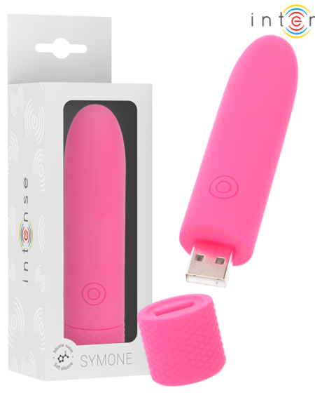INTENSE - SYMONE USB RECHARGEABLE VIBRATING BULLET 8 VIBRATIONS PINK 10 X 2.2 CM
