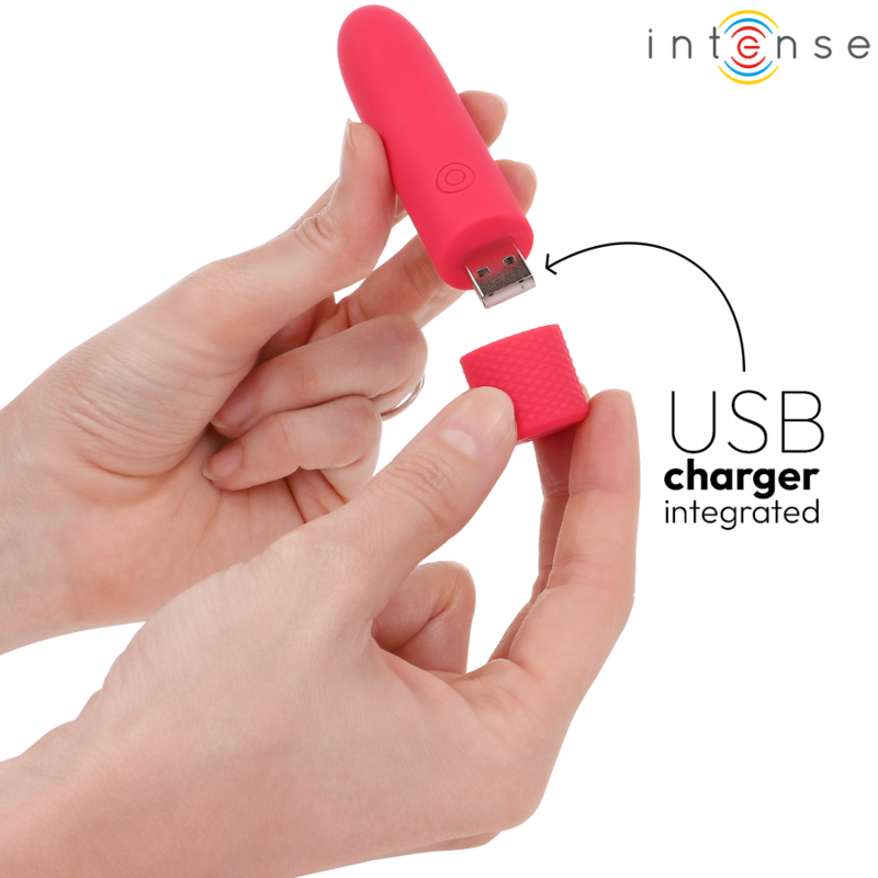 INTENSE - SYMONE USB RECHARGEABLE VIBRATING BULLET 8 VIBRATIONS RED 10 X 2.2 CM - Imagem de 5