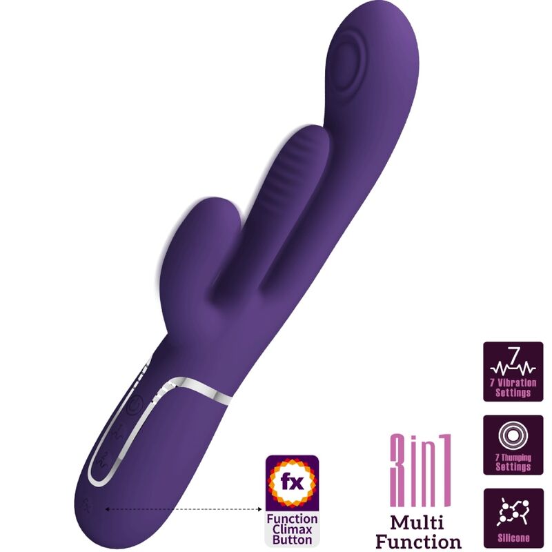 PRETTY LOVE - SHANIA TRIPLE RABBIT VIBRATOR MULTIFUNCTION PURPLE - Imagem de 2