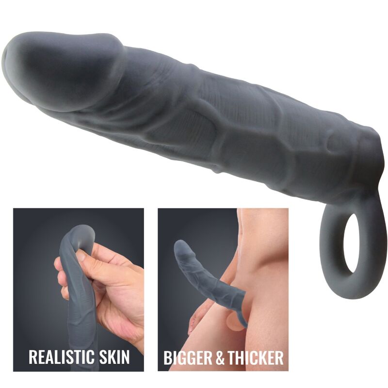 PRETTY LOVE - REALISTIC SKIN PENIS SLEEVE DARK GREY - Imagem de 4