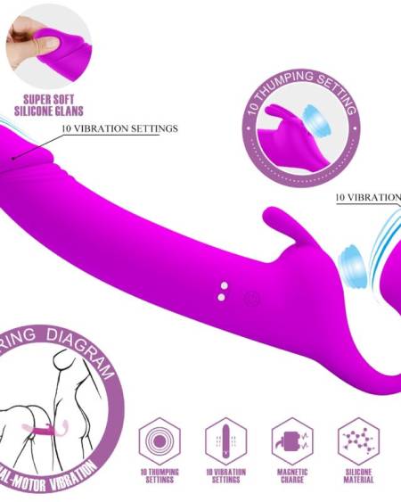 PRETTY LOVE - ZANINI STRAPLESS STRAP-ON 10 VIBRATIONS PURPLE