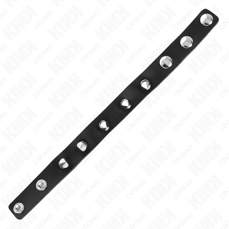 KINK - LEATHER PENIS RING WITH PRESSURE CLOSURE RED LINING 21 X 1.5 CM - Imagem de 5