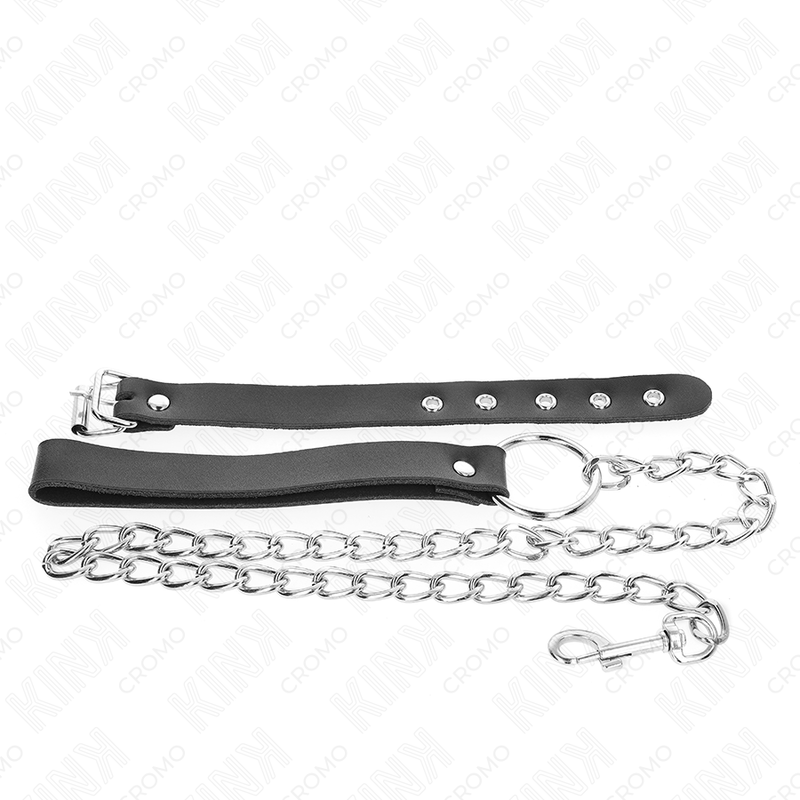 KINK - LEATHER PENIS RING WITH STRAP 21.5 X 2 CM AND METAL CHAIN 60 CM - Imagem de 4