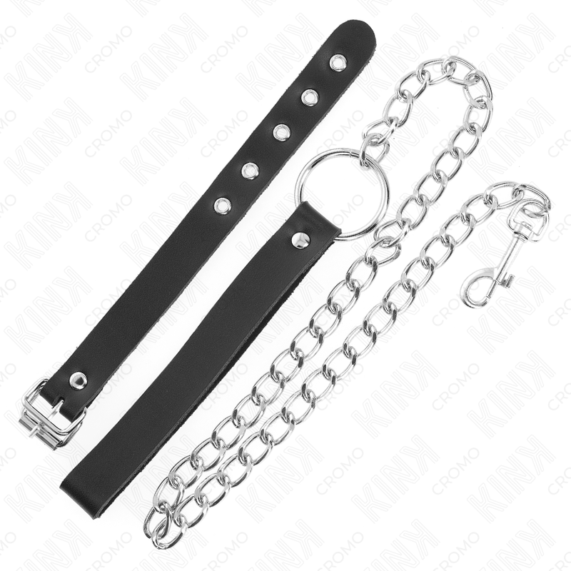 KINK - LEATHER PENIS RING WITH STRAP 21.5 X 2 CM AND METAL CHAIN 60 CM - Imagem de 3