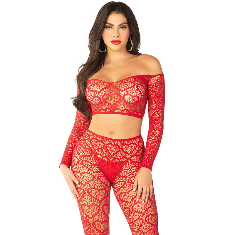 LEG AVENUE - CROP TOP + STOCKINGS RED ONE SIZE - Imagem de 2