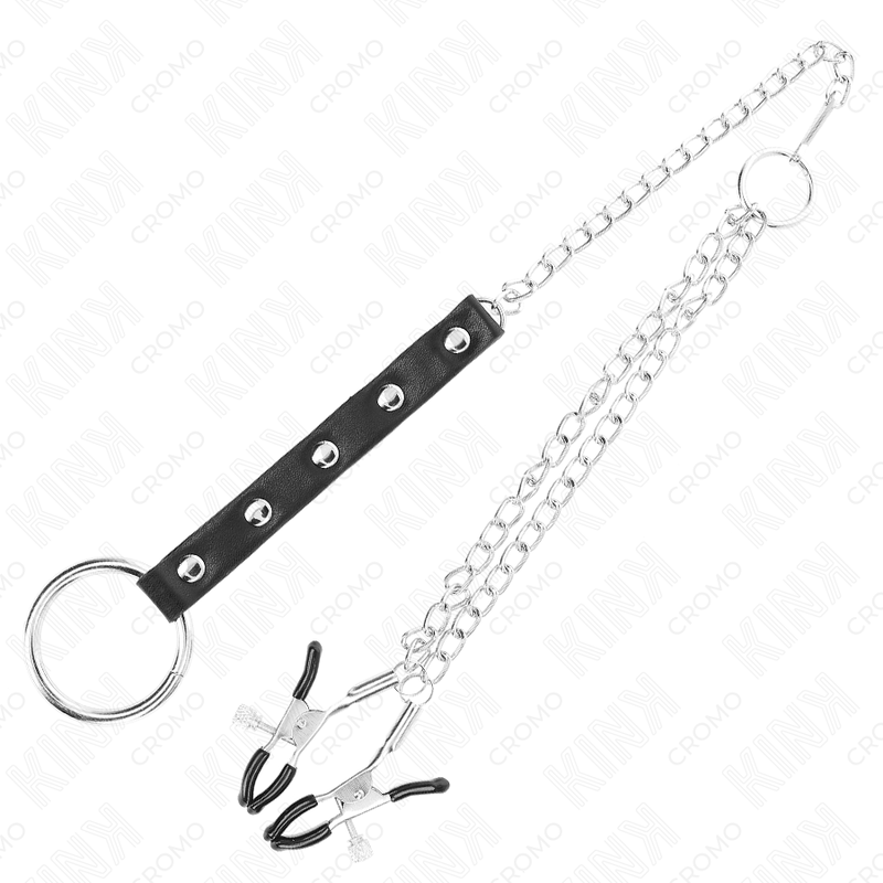 KINK - METAL PENIS RING WITH CHAIN AND ADJUSTABLE NIPPLE CLAMPS - Imagem de 4
