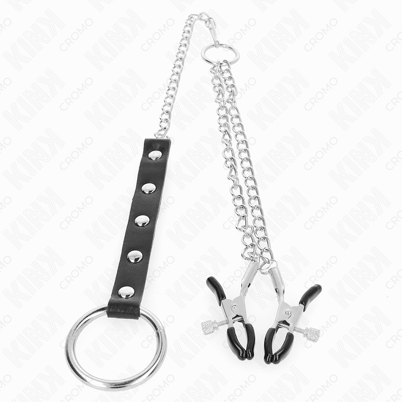 KINK - METAL PENIS RING WITH CHAIN AND ADJUSTABLE NIPPLE CLAMPS - Imagem de 3