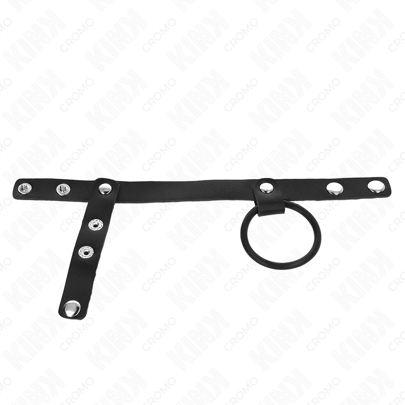 KINK - SILICONE PENIS RING 3.8 CM WITH BALL DIVIDER AND LEATHER STRAP 22 X 1.5 CM - Imagem de 3