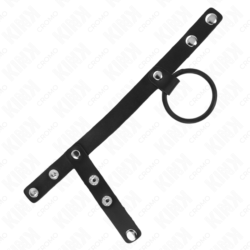 KINK - SILICONE PENIS RING 3.8 CM WITH BALL DIVIDER AND LEATHER STRAP 22 X 1.5 CM - Imagem de 4