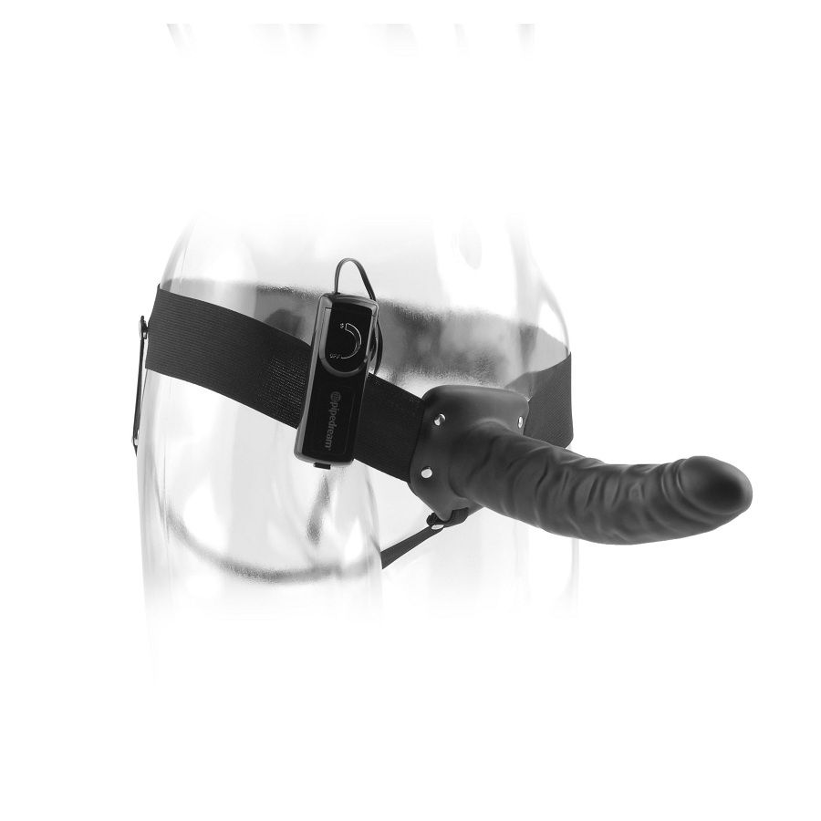 FETISH FANTASY SERIES - 19 CM VIBRATING HOLLOW STRAP-ON BLACK - Imagem de 2