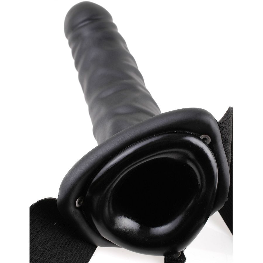 FETISH FANTASY SERIES - 19 CM VIBRATING HOLLOW STRAP-ON BLACK - Imagem de 4