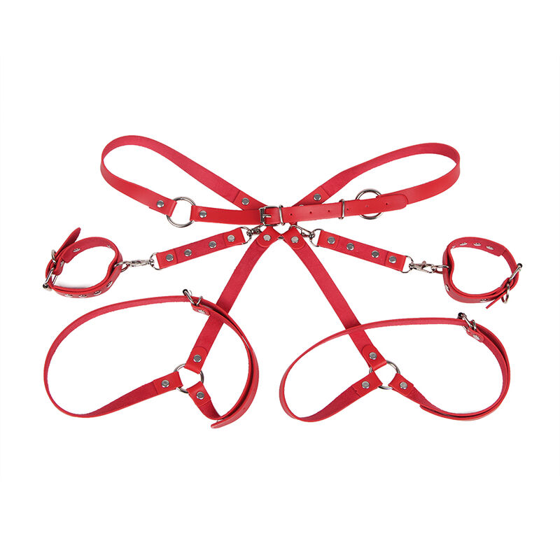 SUBBLIME - 953706 HANDCUFFS WITH BONDAGE BELT RED ONE SIZE - Imagem de 4