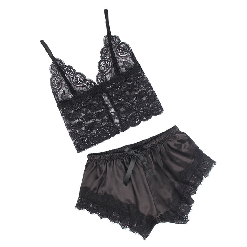 SUBBLIME - 953935 CASUAL SILK NIGHTGOWN + LACE PANTS BLACK S/M - Imagem de 4