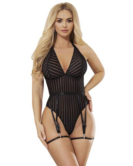 SUBBLIME - 954154 BODY WITH GARTER BELT BLACK L/XL
