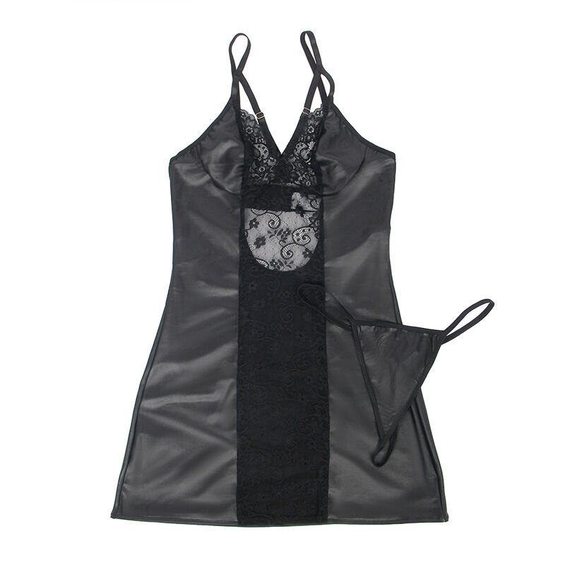 SUBBLIME - 954178 DRESS + THONG LEATHER BLACK L/XL - Imagem de 5