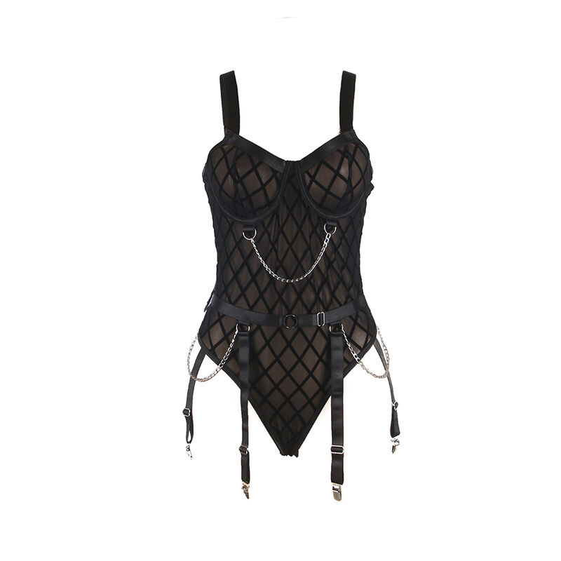 SUBBLIME - 954260 BODY WITH CHAINS + GARTER BELT BLACK S/M - Imagem de 5